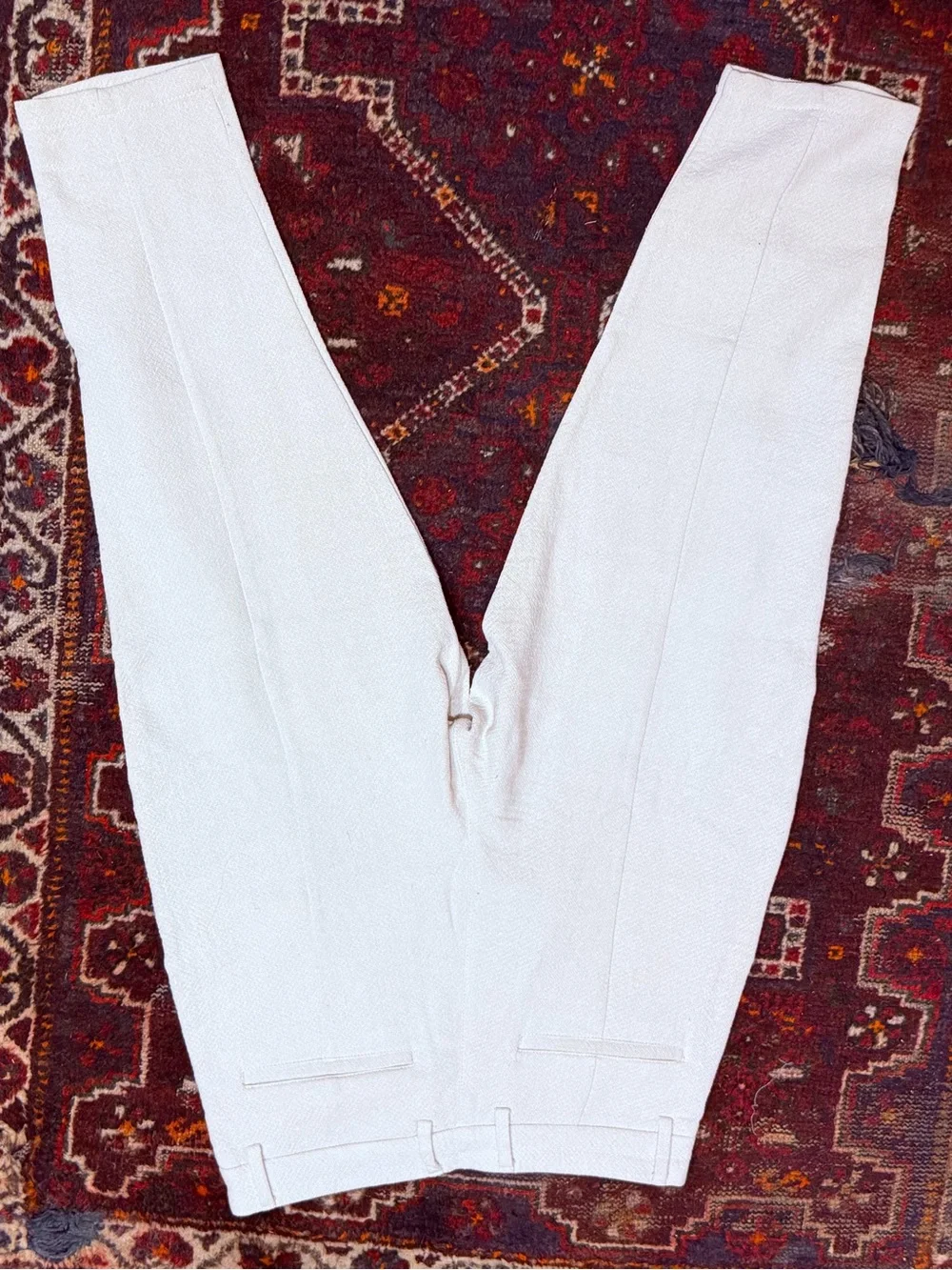 Men's Zara White Textured Tapered Pants